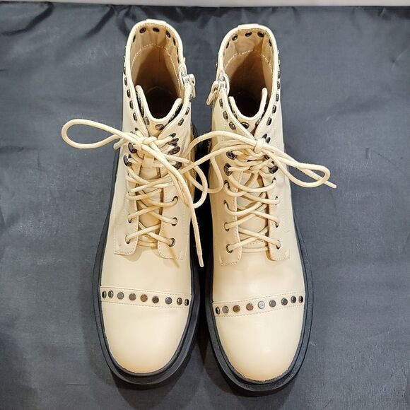 BRAND NEW SHU SHOP STUDDED LACE UP COMBAT BOOT - Picture 2 of 16